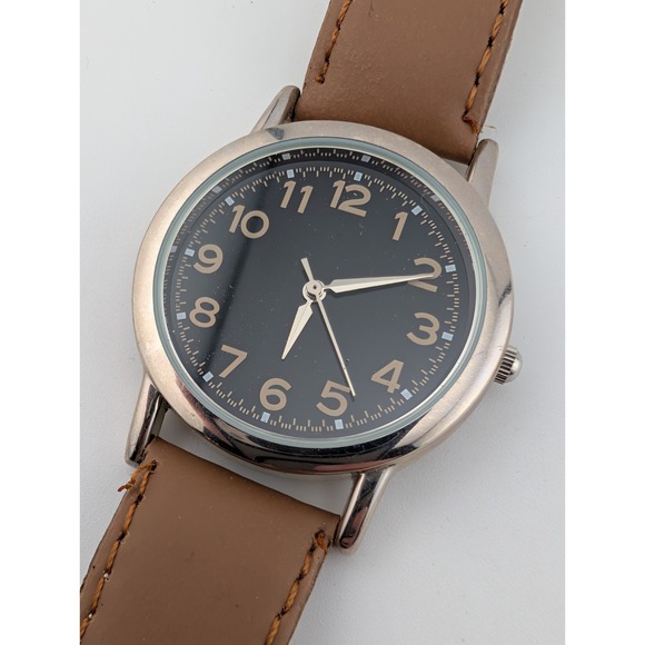 Calvin Hill Accessories - Calvin Hill‎ Watch Women 34mm Silver Case Black Dial Brown Band- New Battery